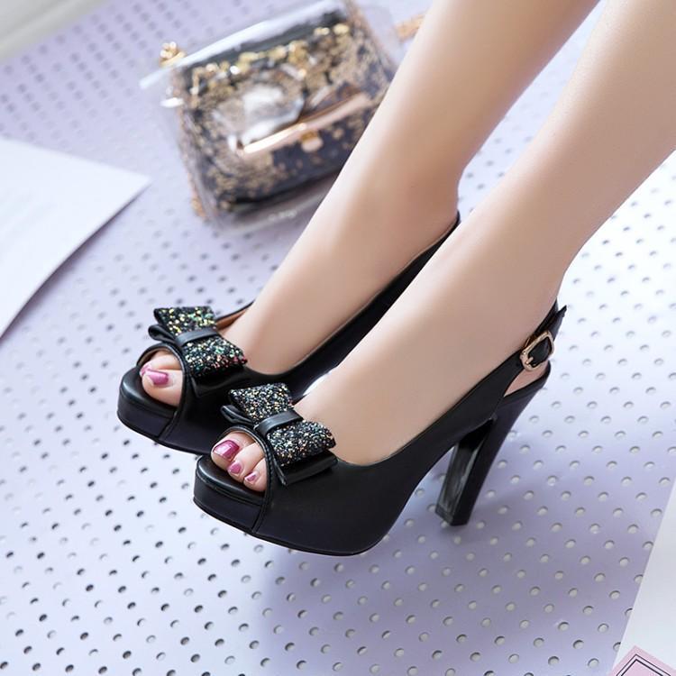 Bow high heel women shoes - Stormyjay