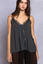 POL Lace Detail V-Neck Cami - Stormyjay