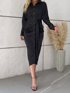 Stylish Pleated Shirt Dress H732AZTZLN - Stormyjay