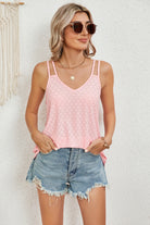 Eyelet V-Neck Double Spaghetti Straps Cami - Stormyjay