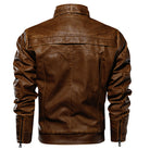 Men PU Leather Jacket Thick Motorcycle Leather Jacket Fashion Vintage Fit Coat - Stormyjay