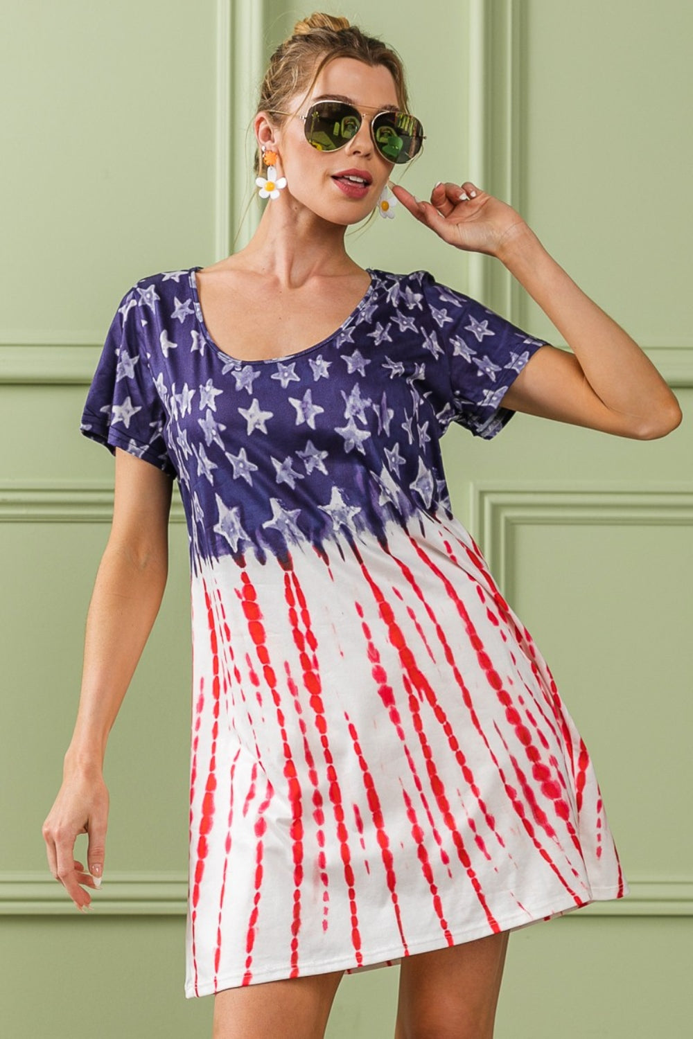 BiBi American Flag Theme Tee Dress - Stormyjay