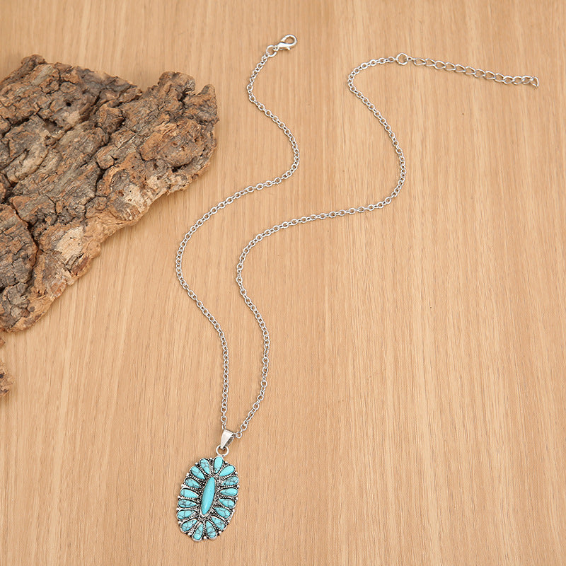 Artificial Turquoise Pendant Alloy Necklace - Stormyjay