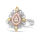 14K Tri Gold 1/4 Cttw Diamond Art Deco Style Halo Cocktail Ring (H-I Color, VS1-VS2 Clarity) - Stormyjay