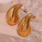 1 pair simple style classic style water droplets plating stainless steel 18k gold plated ear studs - Stormyjay