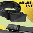 Microfiber PU Leather Ratchet Belt Belts For Men Adjustable Slide Buckle Black - Stormyjay