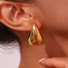 1 pair simple style classic style water droplets plating stainless steel 18k gold plated ear studs - Stormyjay