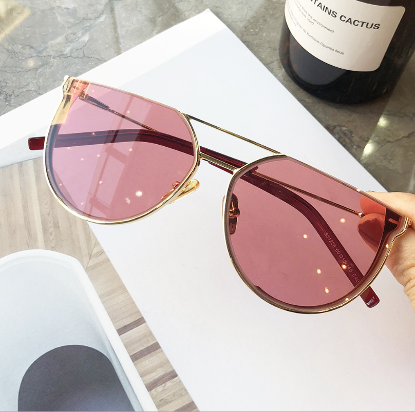 star with the same paragraph sunglasses female big box plain face photo sunglasses cut edge half frame sunglasses men glasses - Stormyjay