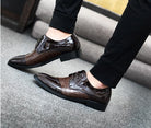 Step into fall fashion with pointed leather business dress shoes for men. - Stormyjay