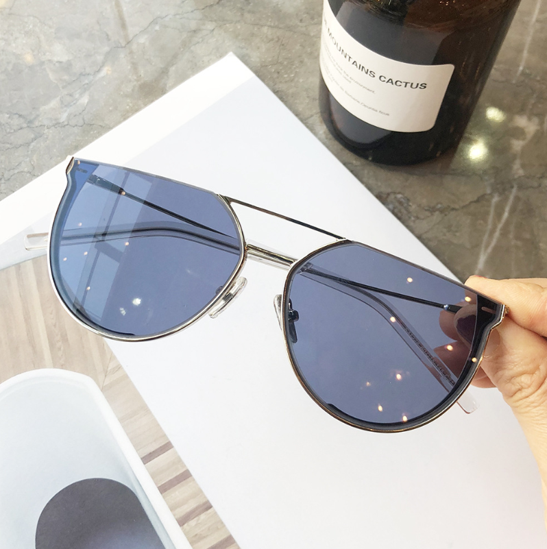 star with the same paragraph sunglasses female big box plain face photo sunglasses cut edge half frame sunglasses men glasses - Stormyjay