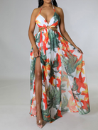 Printed Backless Side Slit Halter Dress H6VE68KF2K - Stormyjay