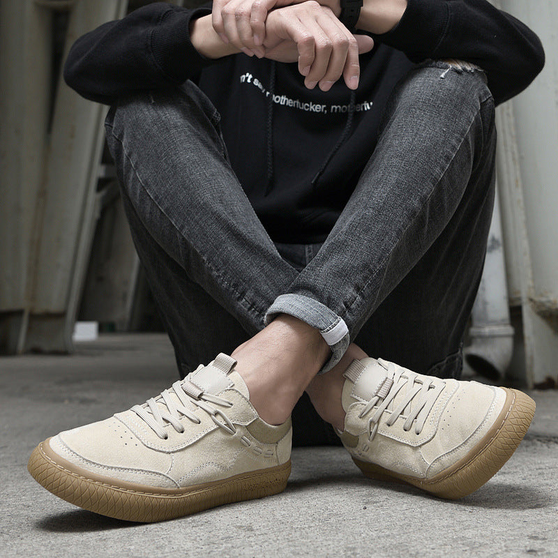 Men Low Top Nubuck Leather Sneakers - Stormyjay