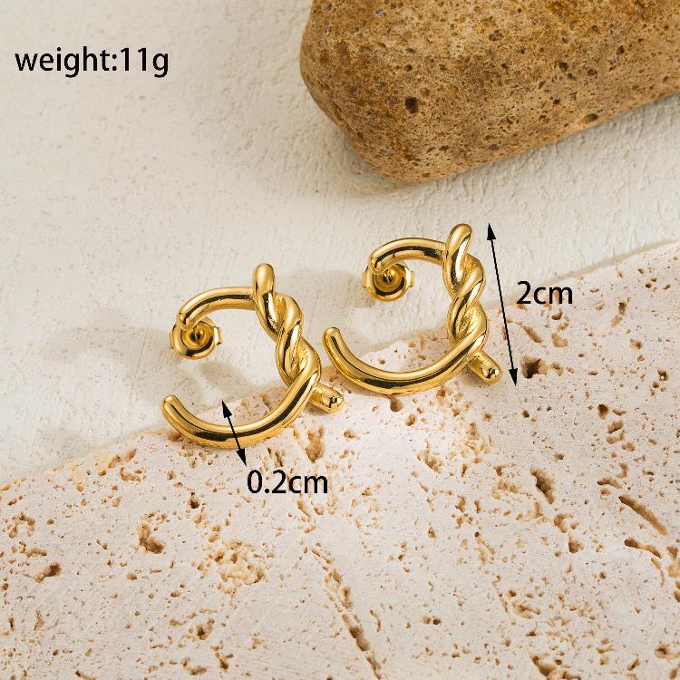 1 pair classic style solid color plating stainless steel 14k gold plated ear studs - Stormyjay