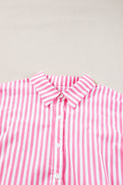 Pink Stripe Button Up Dolman Shirt - Stormyjay