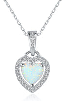 Opal Heart Pendant 925 Sterling Silver Necklace - Stormyjay