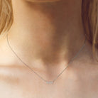 925 Sterling Silver Inlaid Moissanite Bar Necklace - Stormyjay