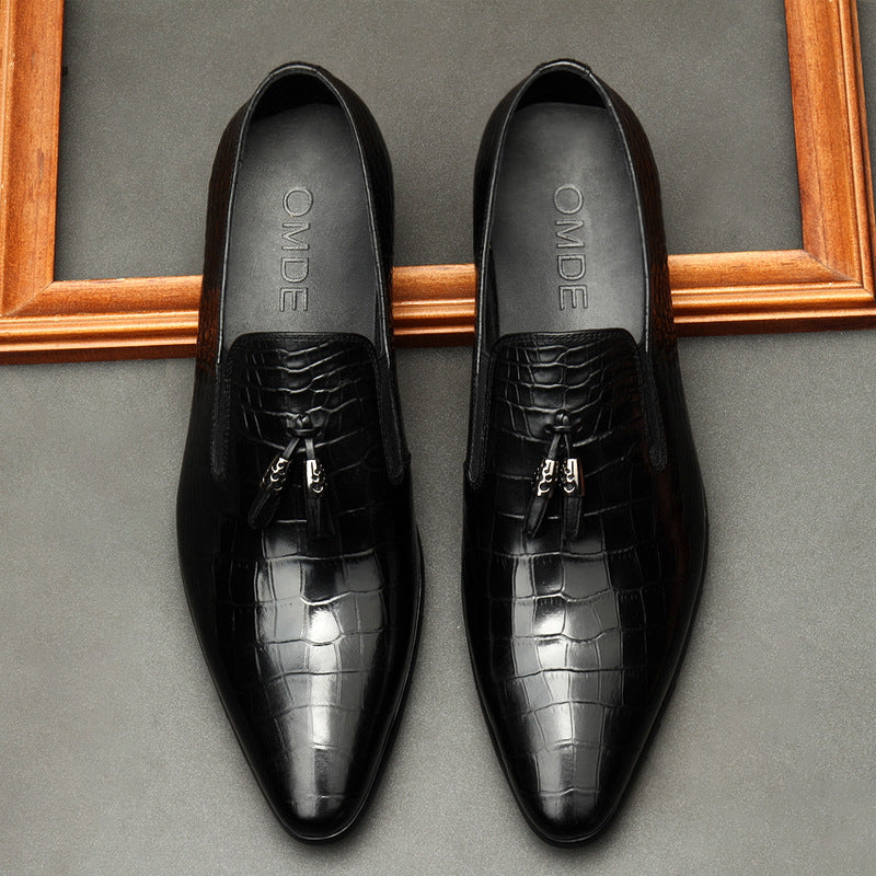 Upgrade your formal business look with these genuine leather pointed-toe dress shoes for men. - Stormyjay