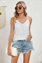 Eyelet V-Neck Double Spaghetti Straps Cami - Stormyjay