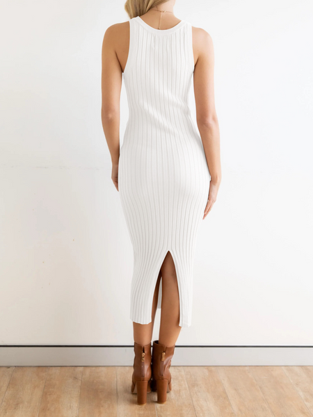 Stretchy Casual Midi Dress With Slit H4QDHW3WHN - Stormyjay