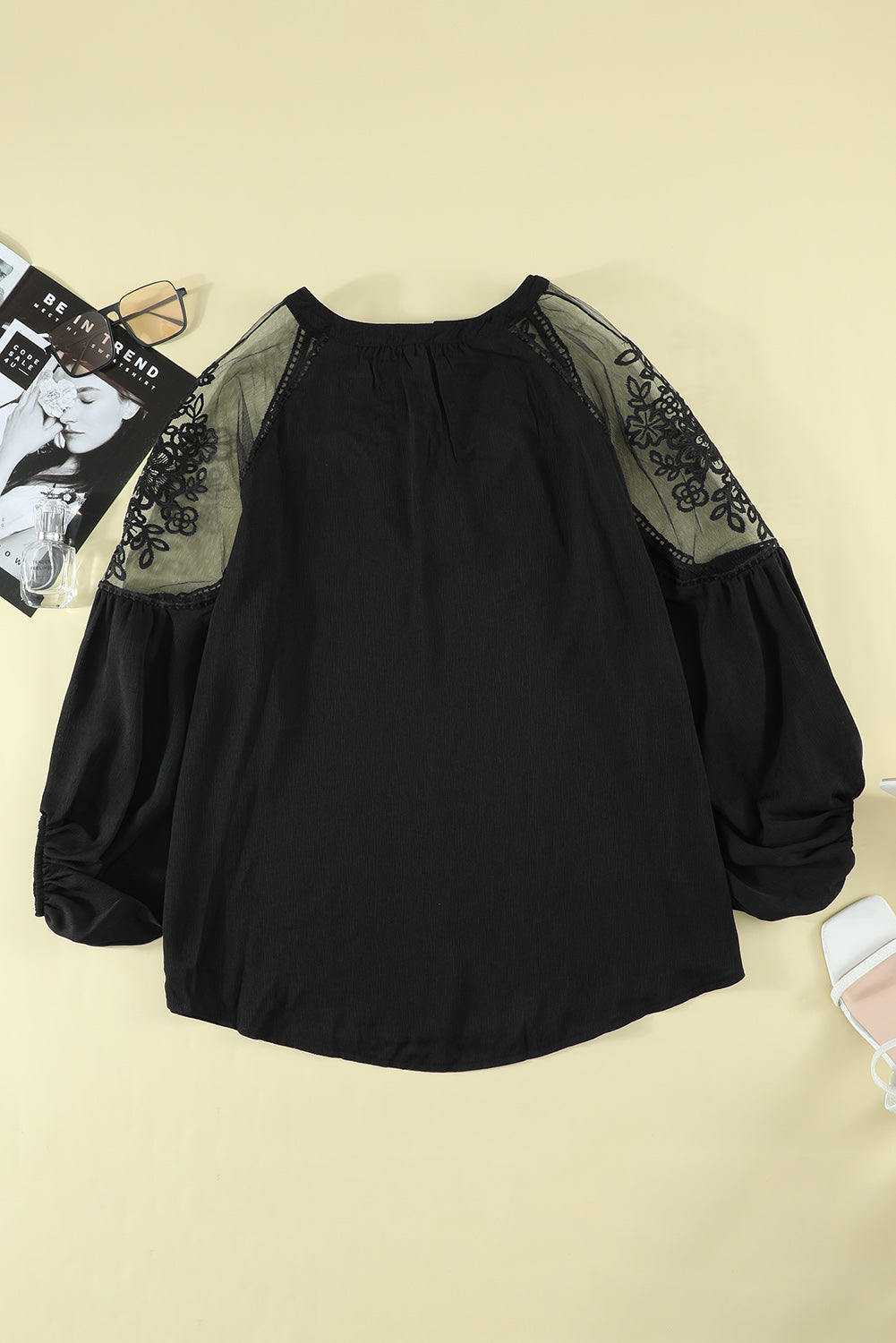 Black Elegant Formal Invitation Lace Blouse - Stormyjay