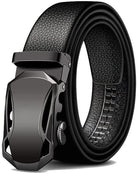 Microfiber Leather Ratchet Belt Adjustable Automatic Buckle Black Belts For Men - Stormyjay