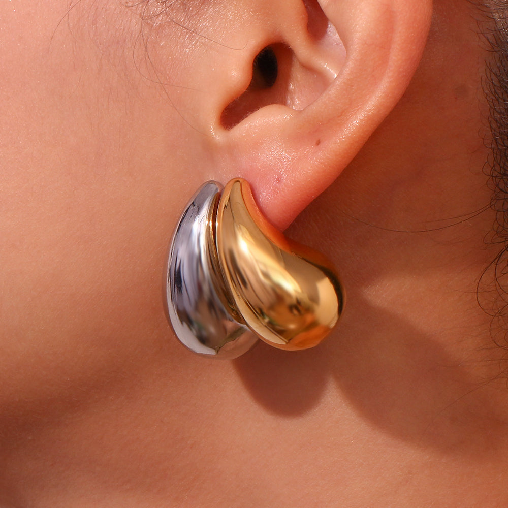 1 pair simple style classic style water droplets plating stainless steel 18k gold plated ear studs - Stormyjay