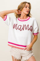 BiBi MAMA Contrast Trim Short Sleeve Sweater - Stormyjay