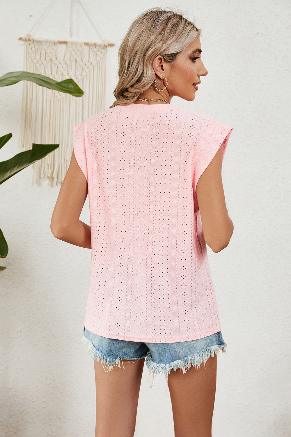 Eyelet Round Neck Tank - Stormyjay