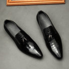 Upgrade your formal business look with these genuine leather pointed-toe dress shoes for men. - Stormyjay