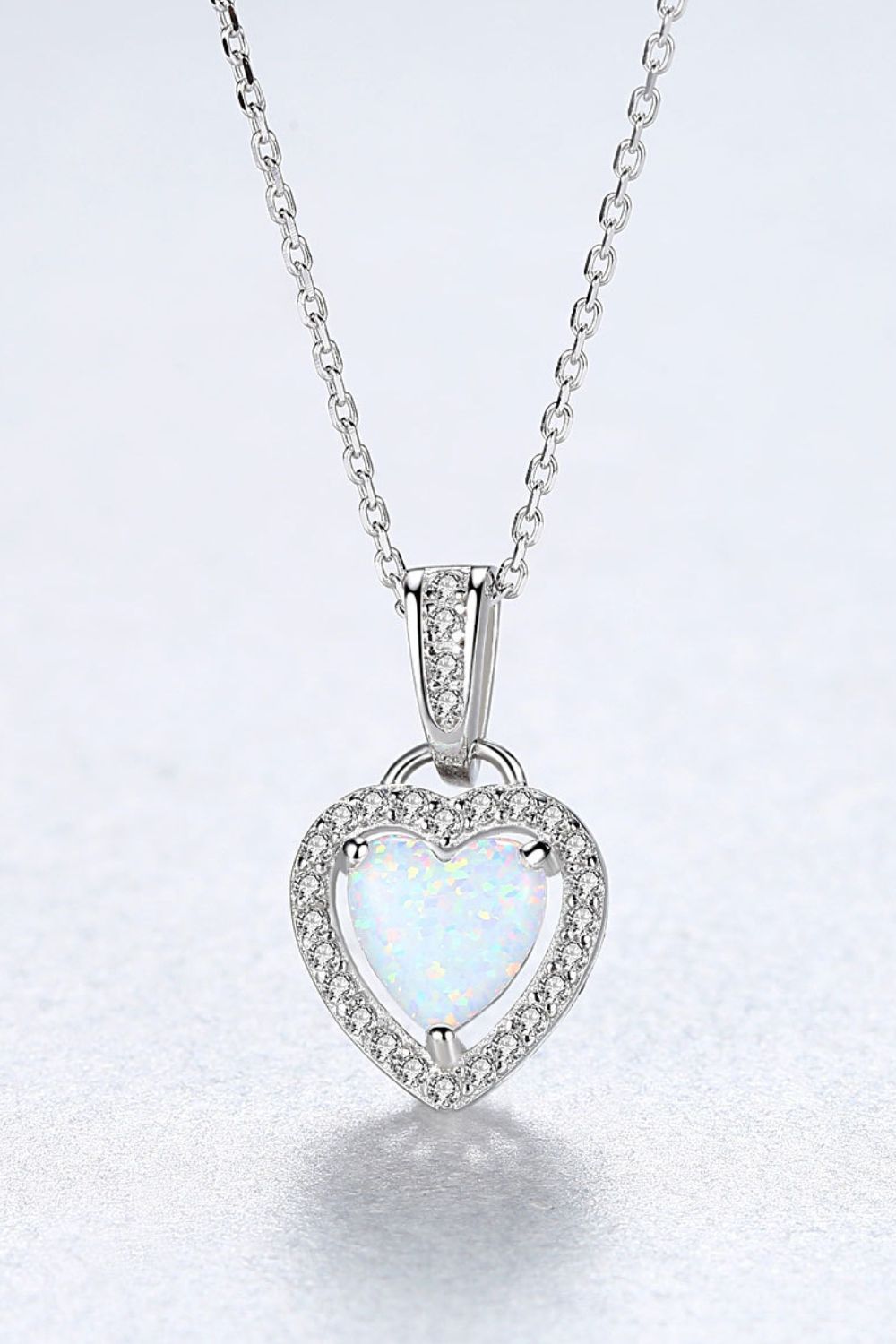 Opal Heart Pendant 925 Sterling Silver Necklace - Stormyjay