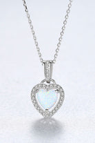 Opal Heart Pendant 925 Sterling Silver Necklace - Stormyjay