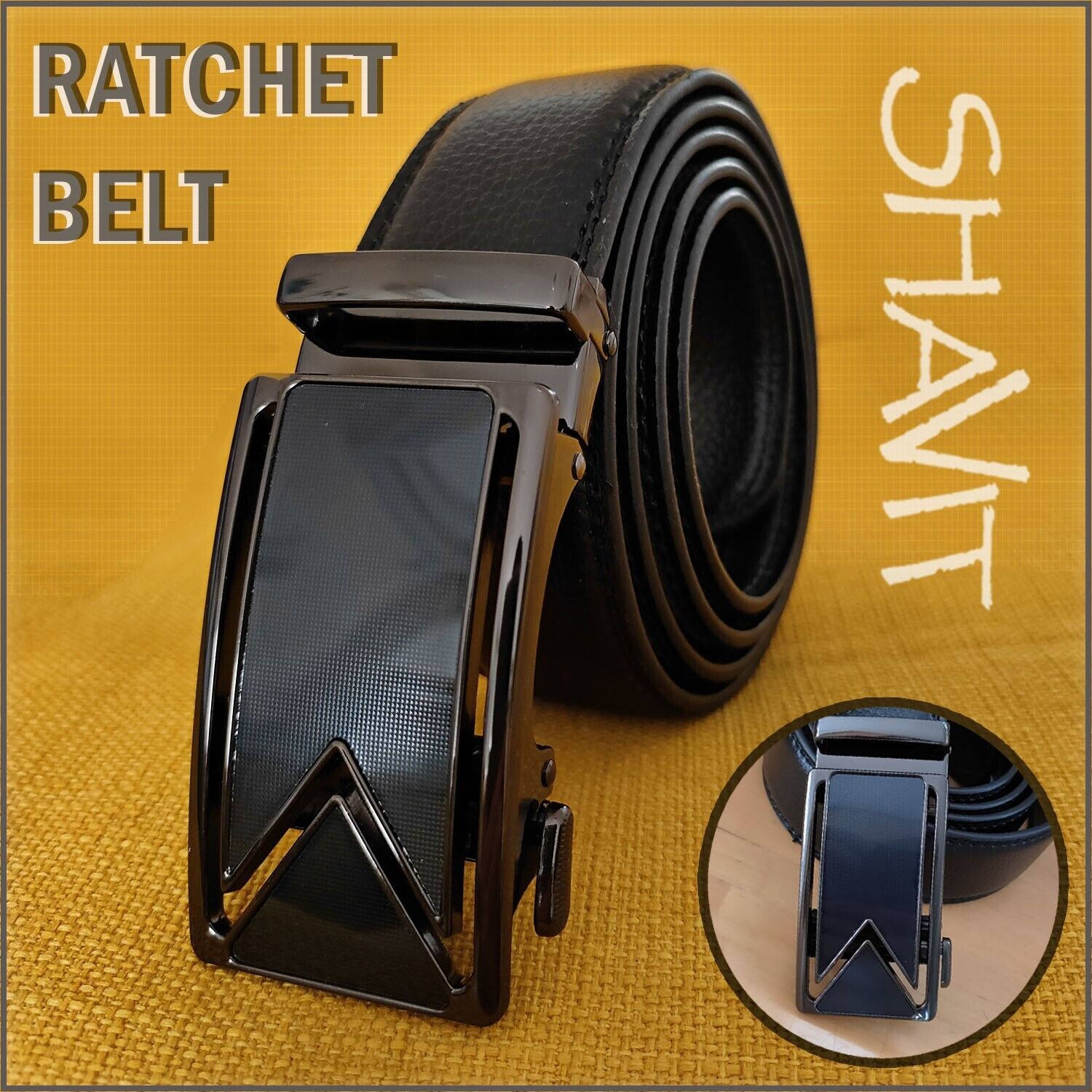 Microfiber Leather Mens Ratchet Belt Belts For Men Adjustable Automatic Buckle - Stormyjay