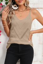 Parchment Chevron Pointelle Knit Cami Top - Stormyjay