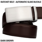 Microfiber Leather Mens Ratchet Belt Belts For Men Adjustable Automatic Buckle Dark Brown - Stormyjay