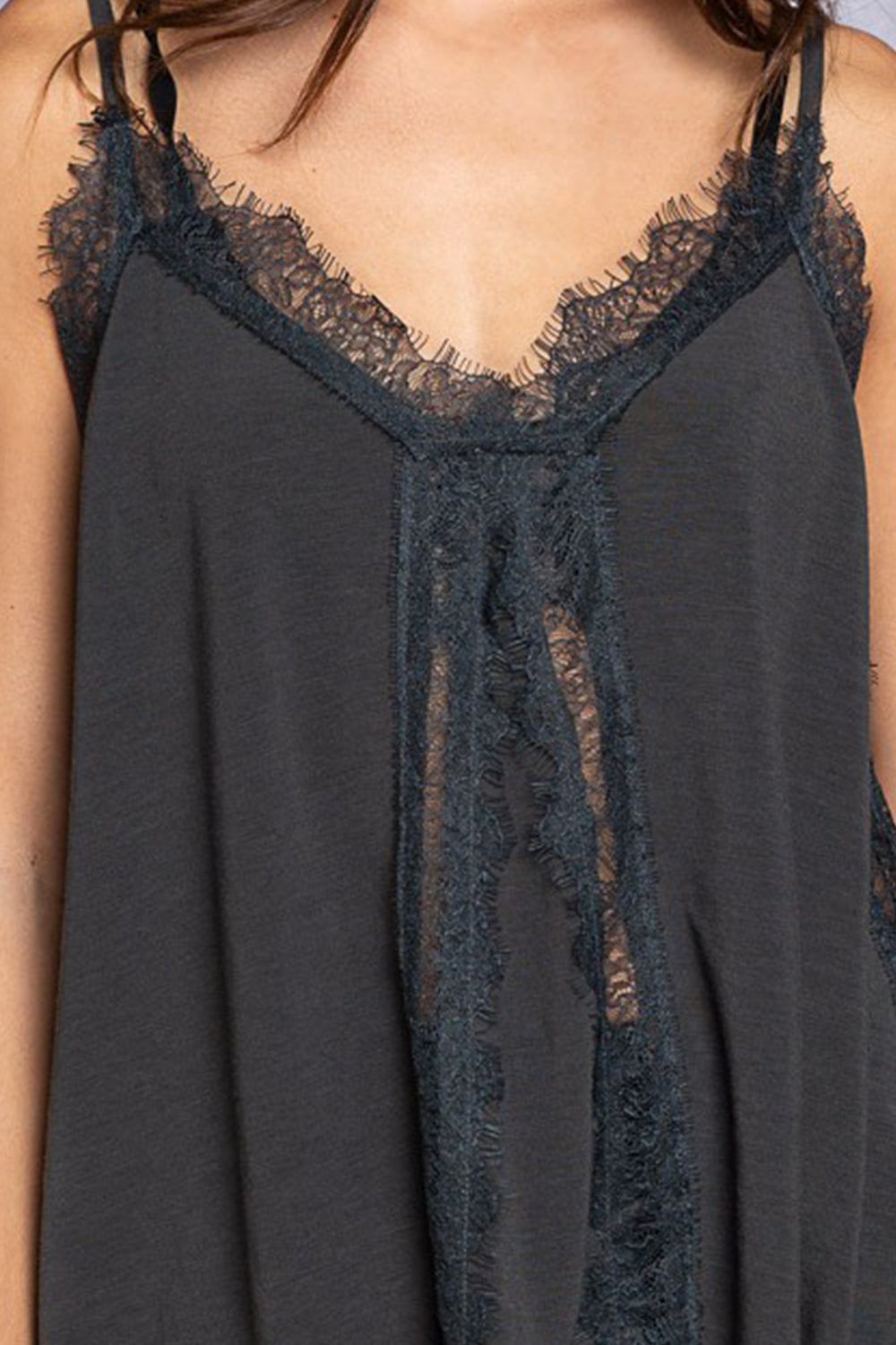 POL Lace Detail V-Neck Cami - Stormyjay