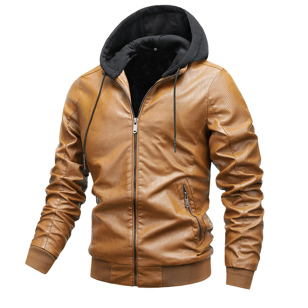 Winter Stand-collar PU Jacket Leather Jacket Men - Stormyjay