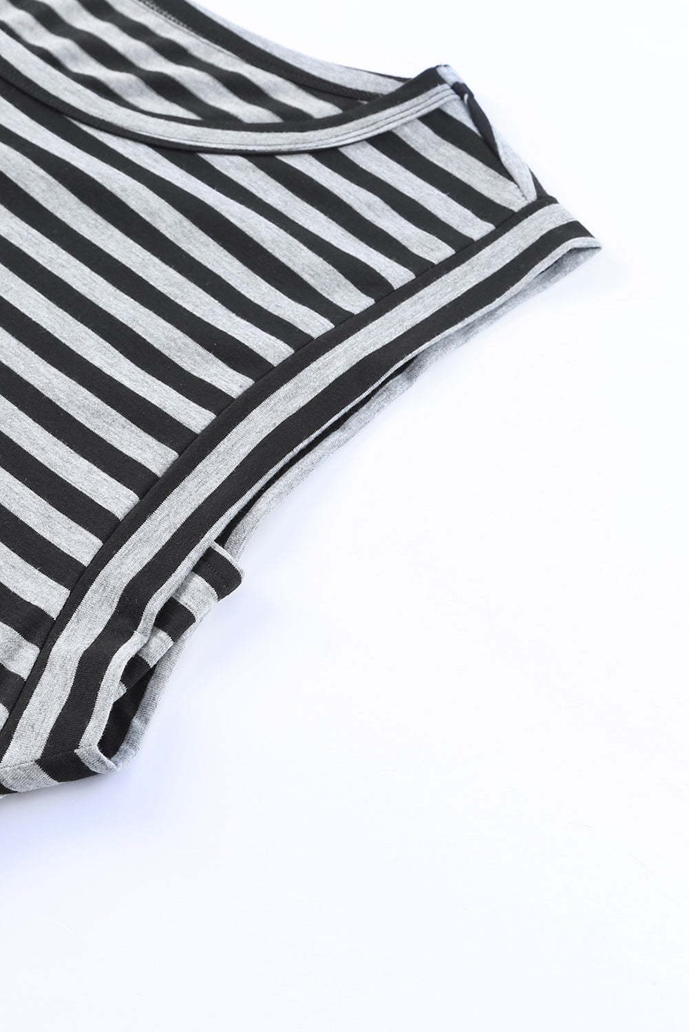 Black Striped Summer Top Casual Sleeveless T Shirt for Women - Stormyjay