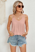 Eyelet V-Neck Double Spaghetti Straps Cami - Stormyjay