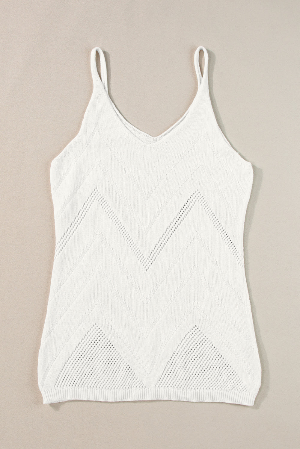 Parchment Chevron Pointelle Knit Cami Top - Stormyjay