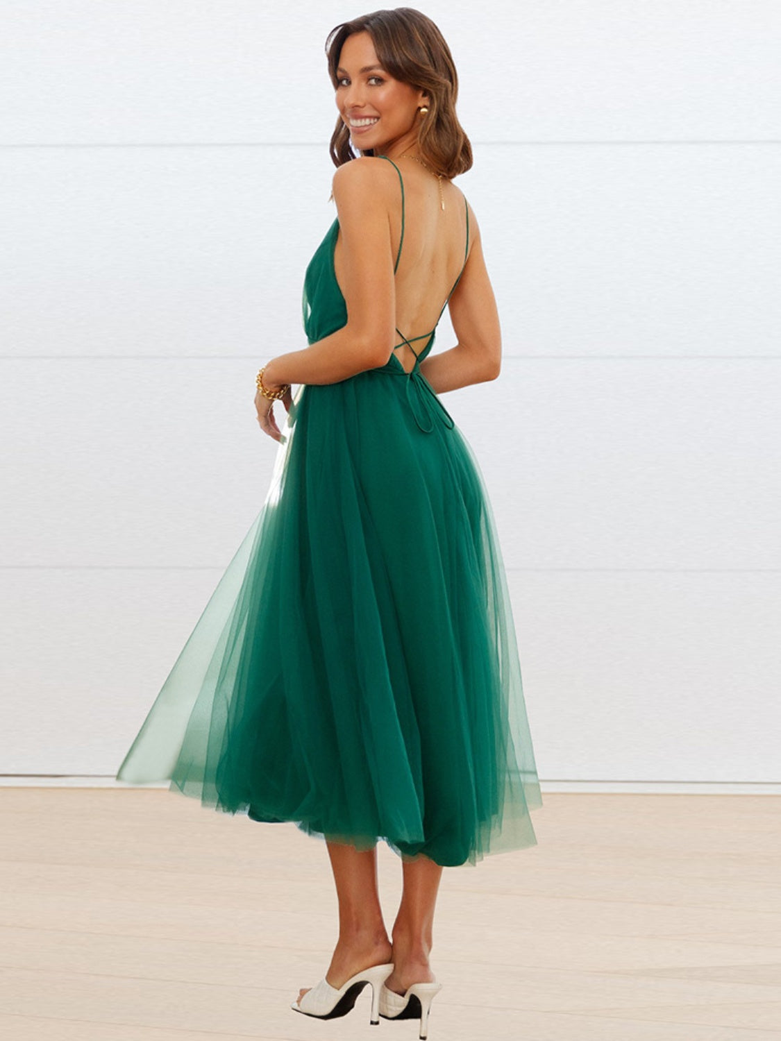 Backless Crisscross Sleeveless Midi Dress - Stormyjay