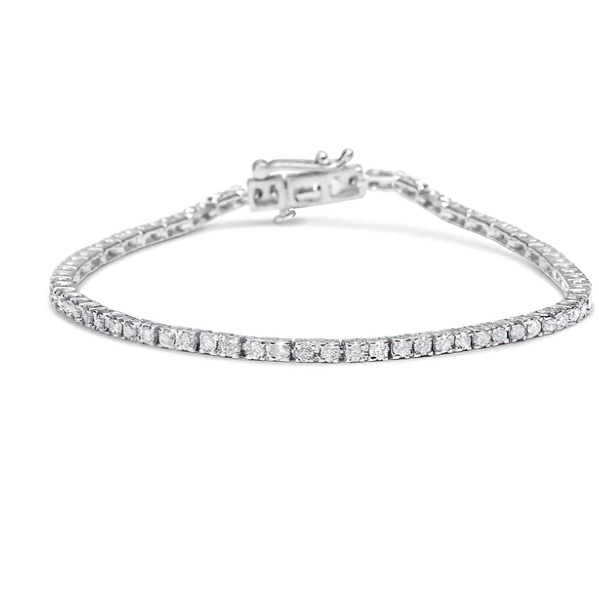 10K White Gold 2.0 Cttw Prong Set RoundCut 7.25" Classic Lab Grown