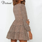 DICLOUD Sexy Leopard V Neck Dresses Women Spring Autumn Long Sleeve A Line Ruffles Sundress Chiffon Short Party Dress Female - Stormyjay