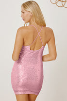 Sequin Spaghetti Strap Mini Wrap Dress - Stormyjay