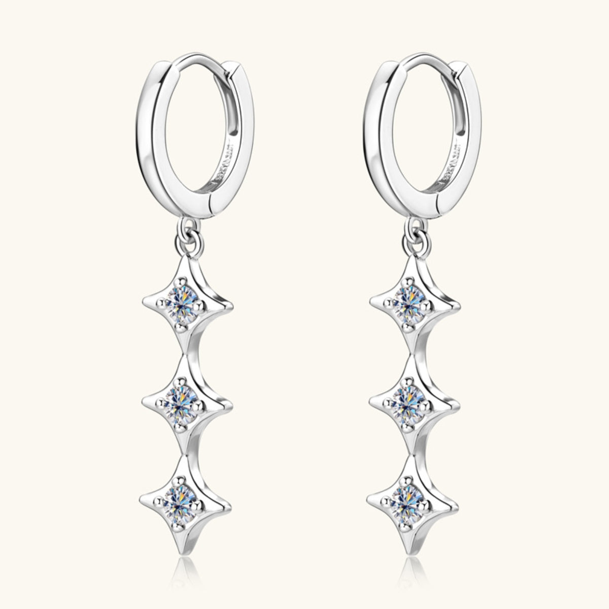 Moissanite 925 Sterling Silver Geometric Shape Earrings - Stormyjay