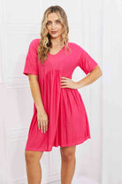 BOMBOM Another Day Swiss Dot Casual Dress in Fuchsia - Stormyjay