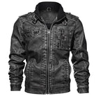 Men PU Leather Jacket Casual Thick Motorcycle Leather Jacket Winter Windproof Coat - Stormyjay