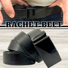 Microfiber PU Leather Ratchet Belt Belts For Men Adjustable Slide Buckle Black - Stormyjay