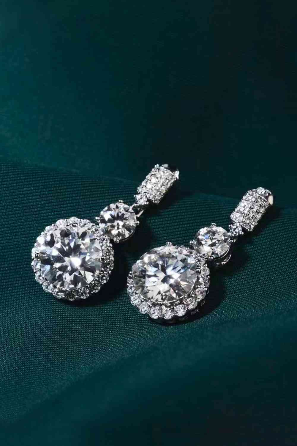 12 Carat Moissanite Platinum-Plated Drop Earrings