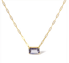 14K Yellow Gold Natural 2 7/8 Cttw Pixel Cut Emerald Bicolor Tanzanite Pendant Necklace with Paperclip Chain - 18 Inches - Stormyjay