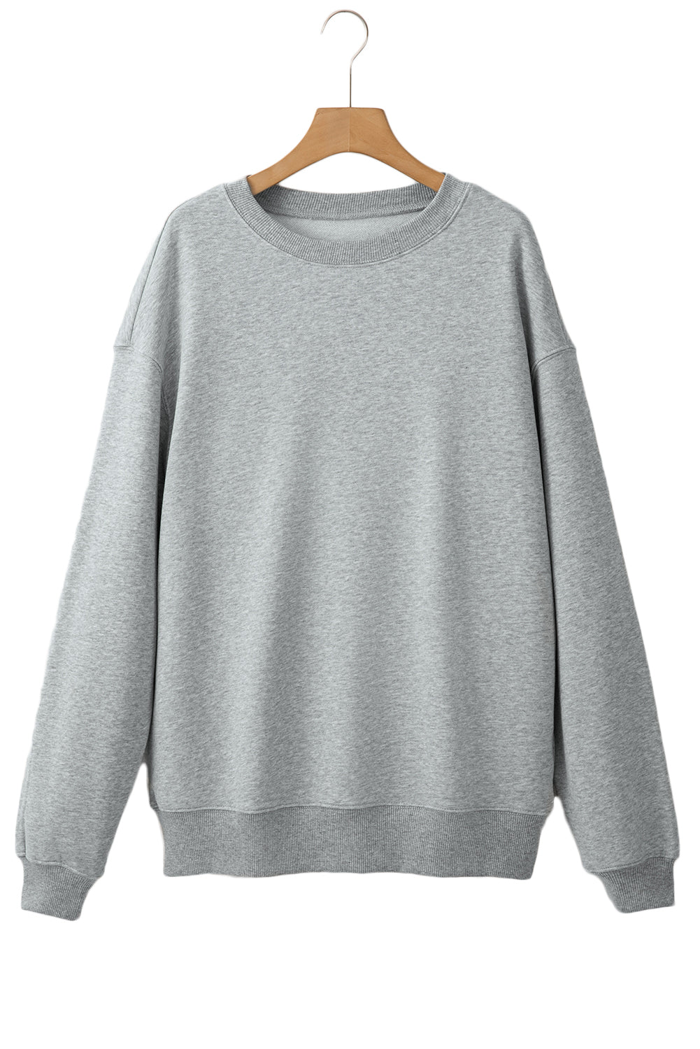 Parchment Solid Fleece Loose Crew Neck Sweatshirt - Stormyjay